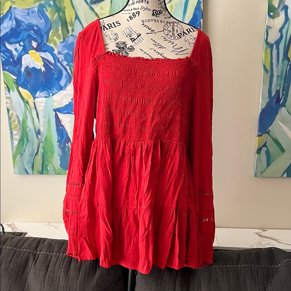 Torrid Vibrant Red Peasant Blouse